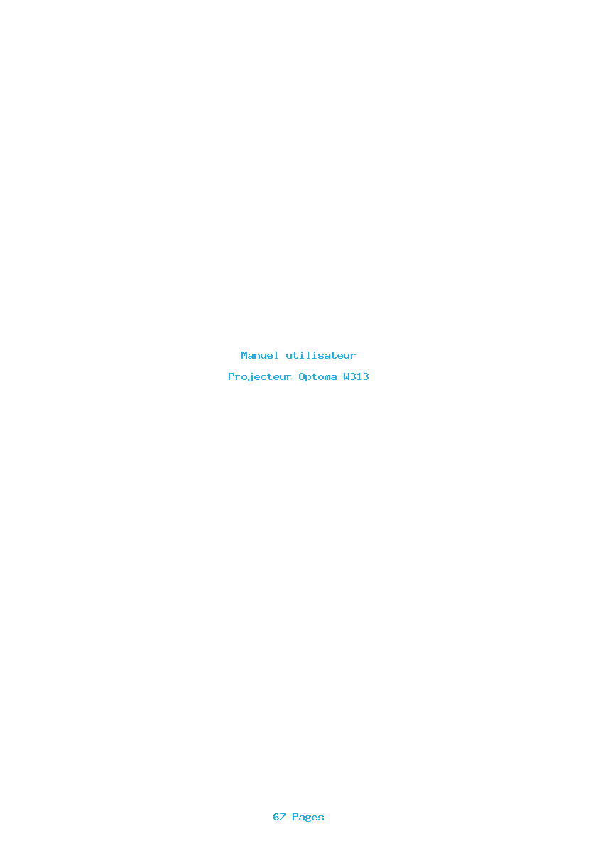 Page 1 de la notice Manuel utilisateur Optoma W313