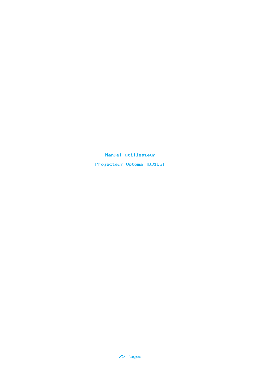 Page 1 de la notice Manuel utilisateur Optoma HD31UST