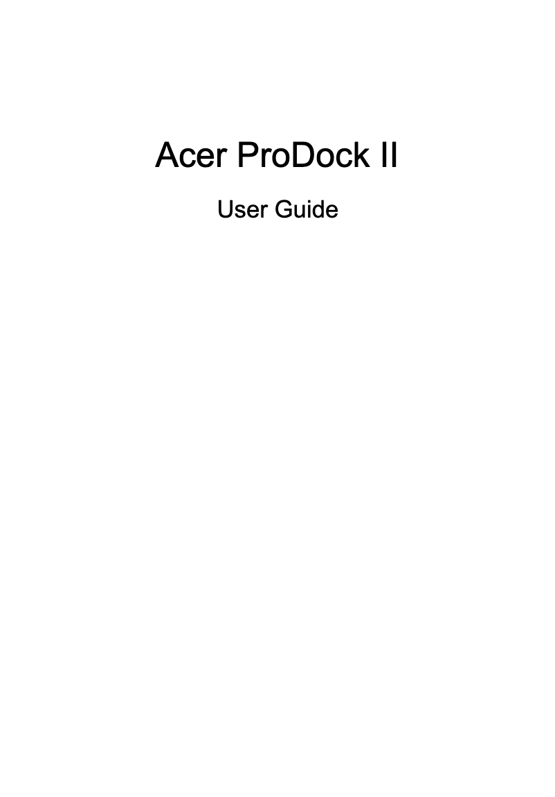 Page 1 de la notice Manuel utilisateur Acer ProDock II