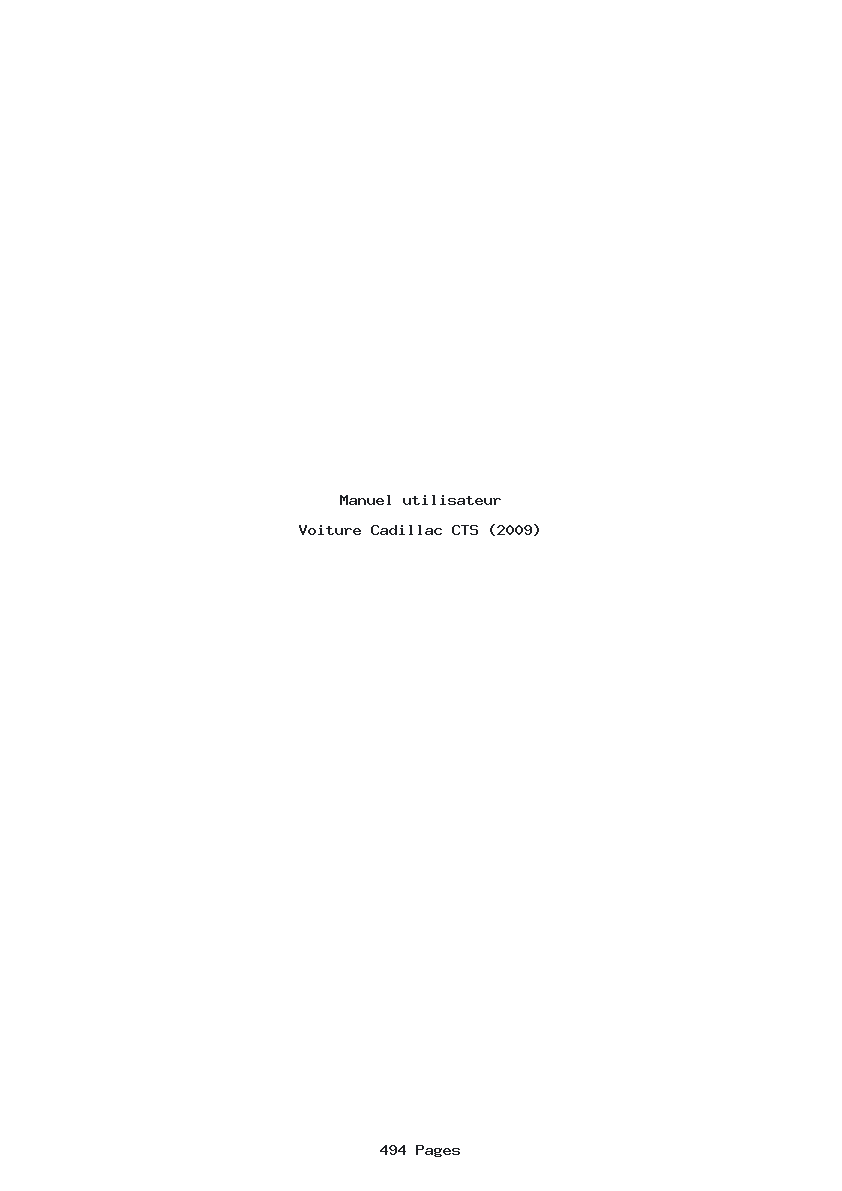 Page 1 de la notice Manuel utilisateur Cadillac CTS (2009)