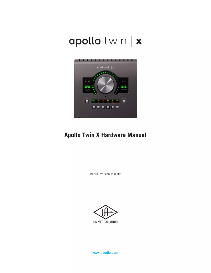 Page 1 de la notice Manuel utilisateur Universal Audio Apollo Twin
