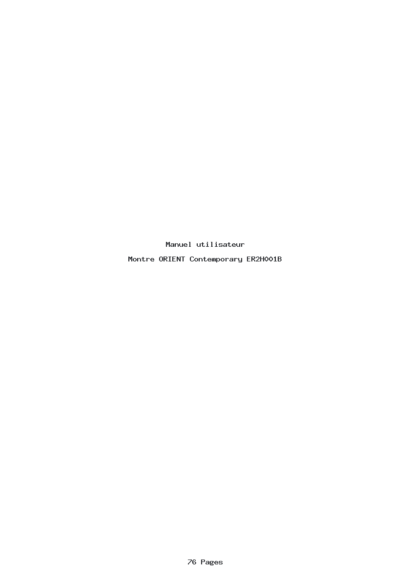 Page 1 de la notice Manuel utilisateur ORIENT Contemporary ER2H001B