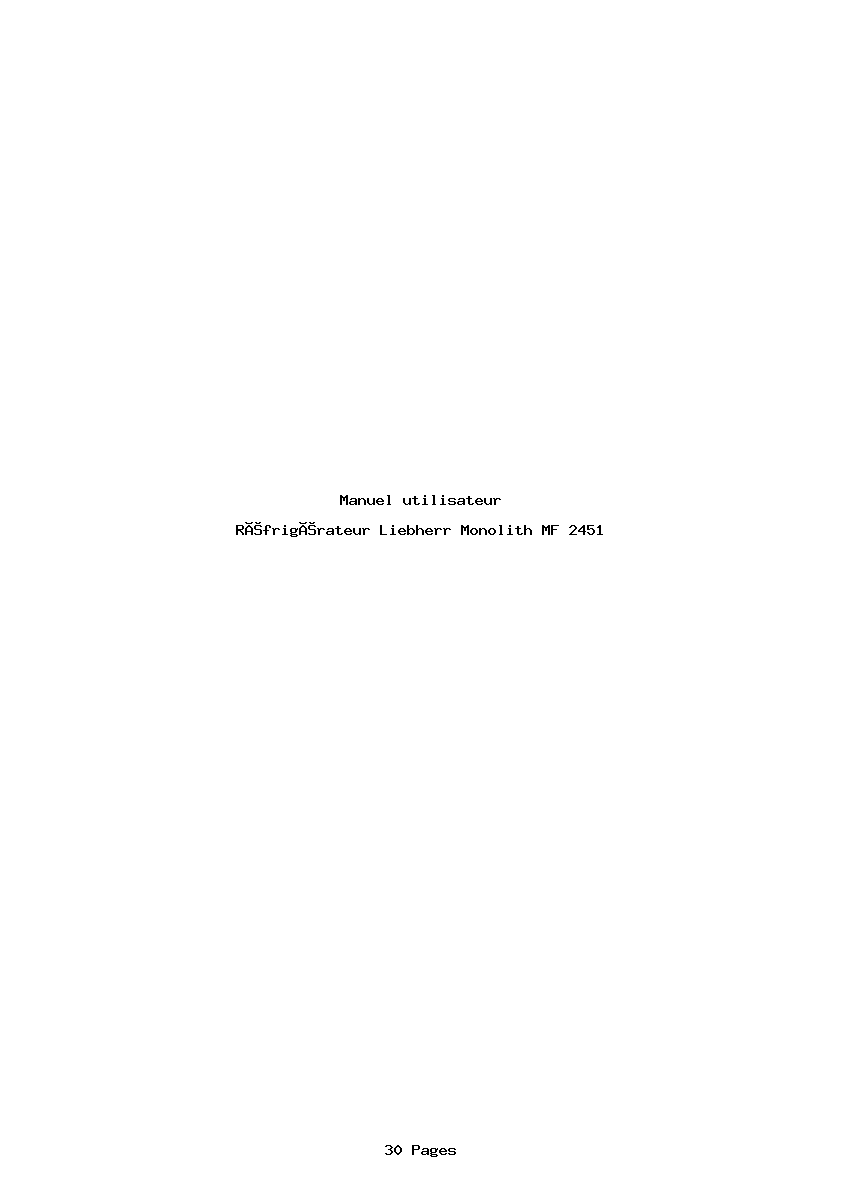 Page 1 de la notice Manuel utilisateur Liebherr Monolith MF 2451
