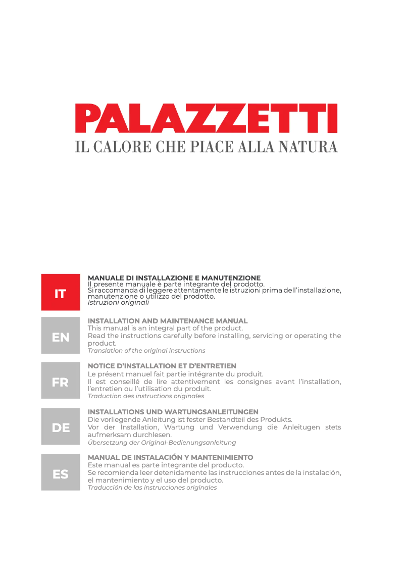 Page 1 de la notice Manuel utilisateur Palazzetti Ecofire Dadò Idro 9N water