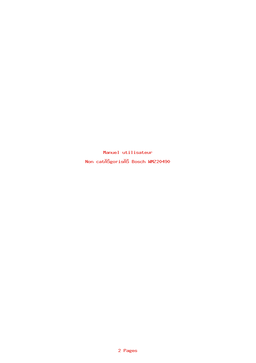 Page 1 de la notice Manuel utilisateur Bosch WMZ20490