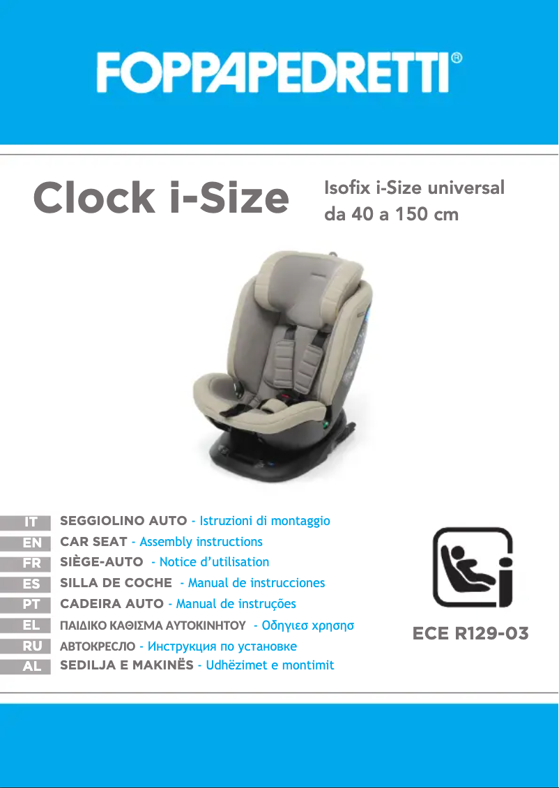 Page 1 de la notice Manuel utilisateur Foppapedretti Clock i-Size