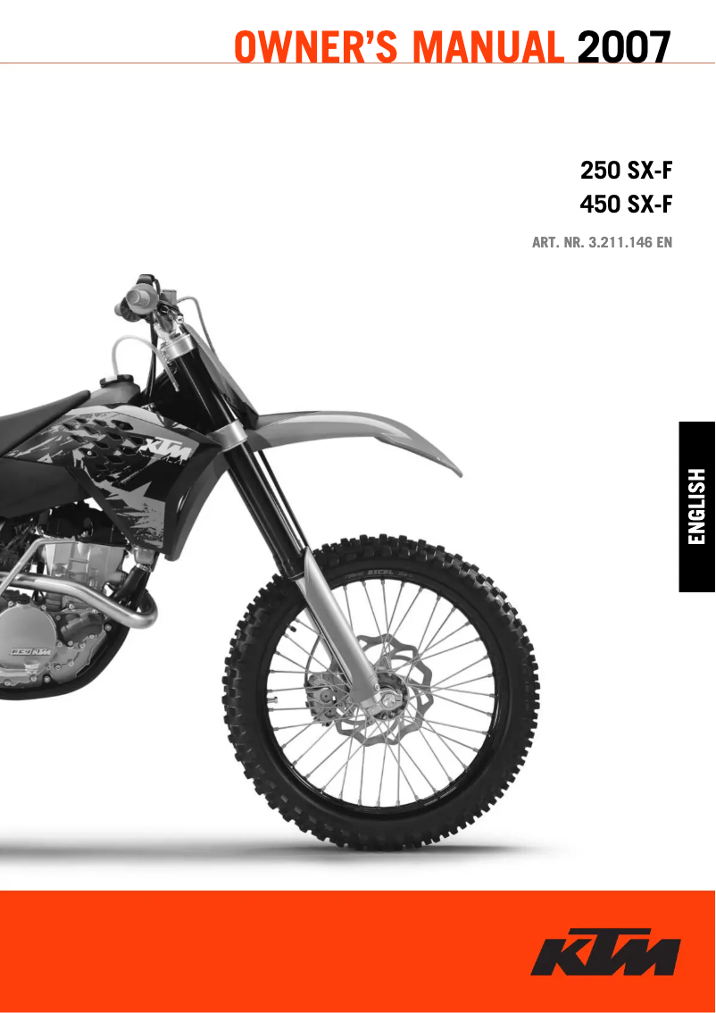 Image de la première page du manuel de l'appareil 450 SX-F (2007)