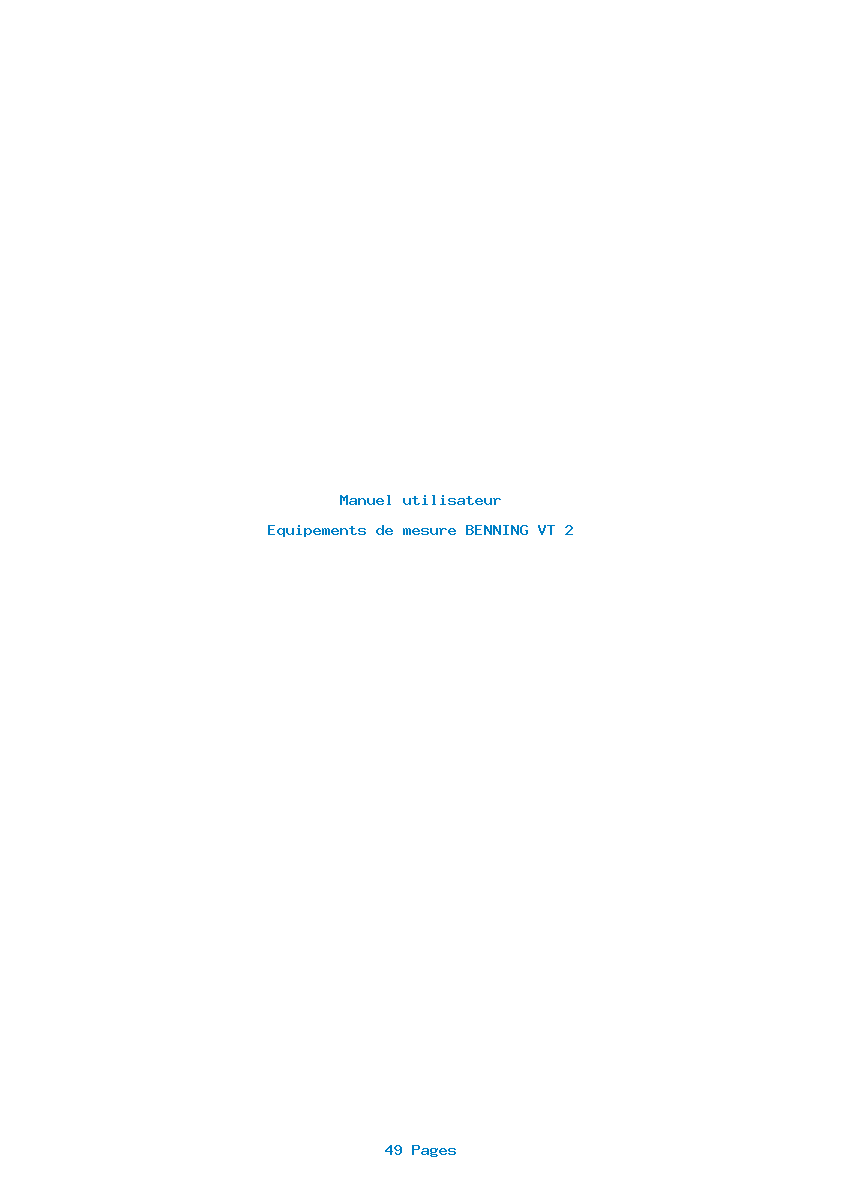 Page 1 de la notice Manuel utilisateur BENNING VT 2