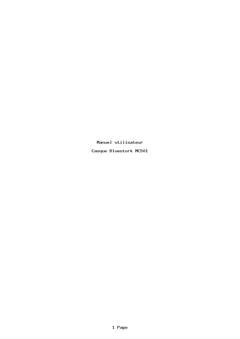 Page 1 de la notice Manuel utilisateur Bluestork MC501