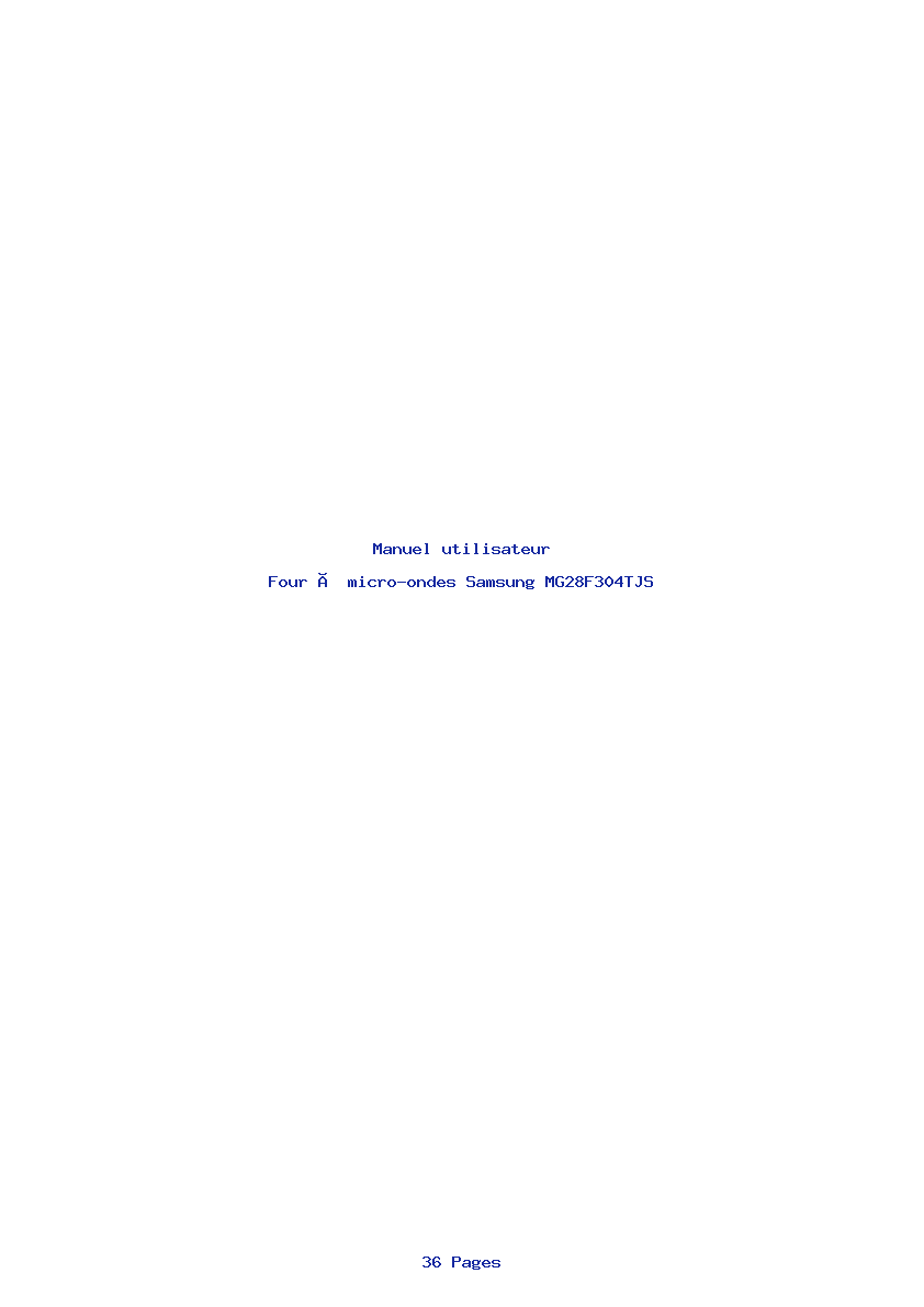 Page 1 de la notice Manuel utilisateur Samsung MG28F304TJS
