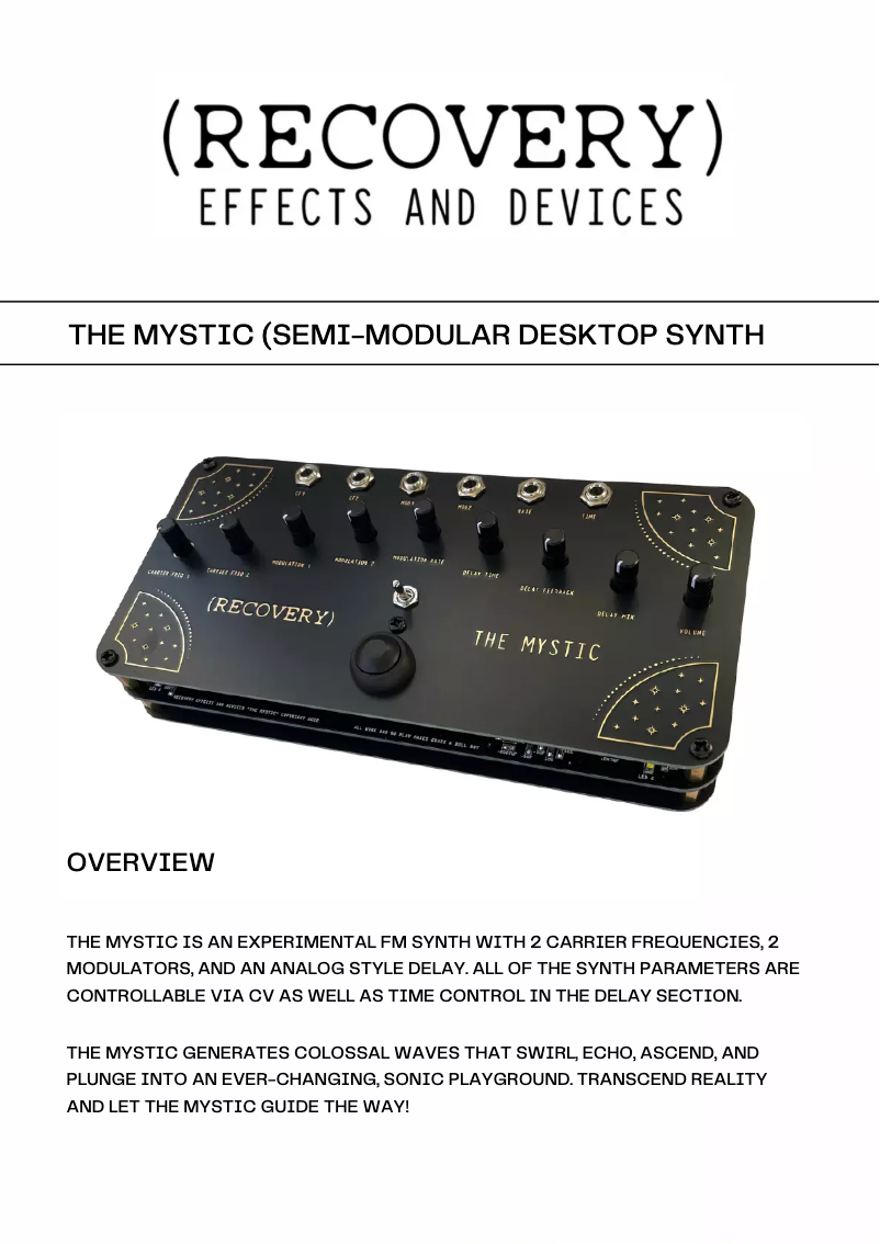 Page 1 de la notice Manuel utilisateur (Recovery) The Mystic