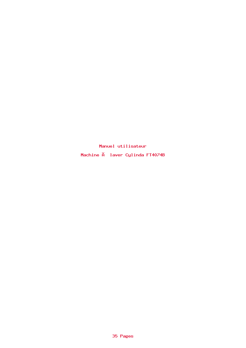 Page 1 de la notice Manuel utilisateur Cylinda FT4074B