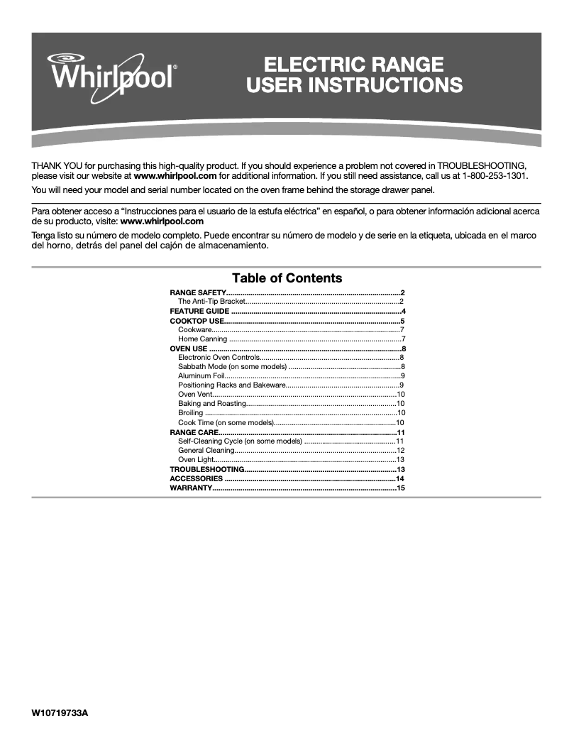 Page 1 de la notice Manuel utilisateur Whirlpool WFC150M0EB