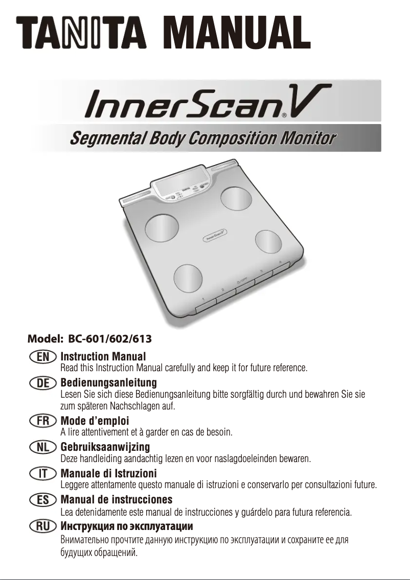 Page 1 de la notice Manuel utilisateur Tanita InnerScan V BC-602