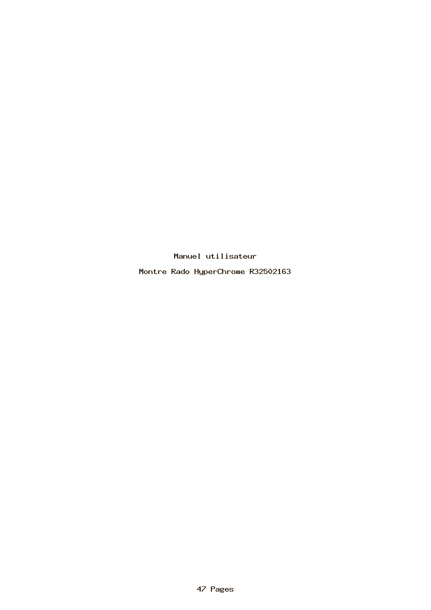 Image de la première page du manuel de l'appareil HyperChrome R32502163