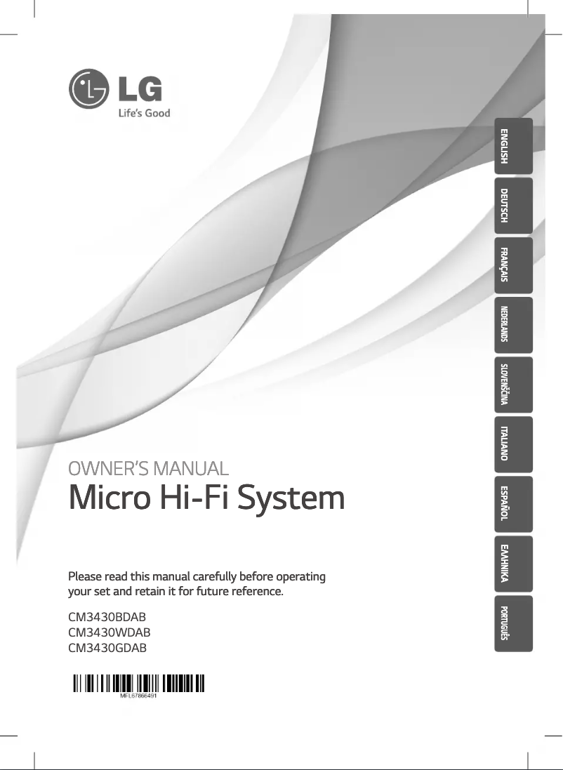 Page 1 de la notice Manuel utilisateur LG CM3430GDAB