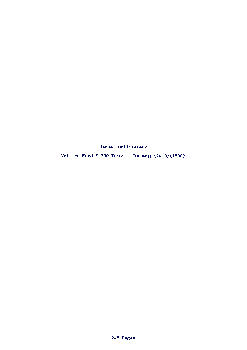 Page 1 de la notice Manuel utilisateur Ford F-350 Transit Cutaway (2019)(1999)