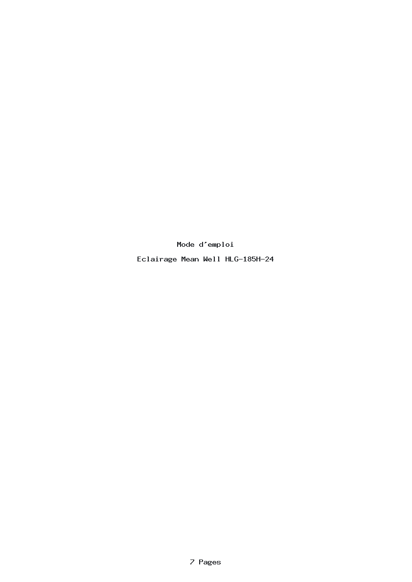 Page 1 de la notice Mode d'emploi Mean Well HLG-185H-24