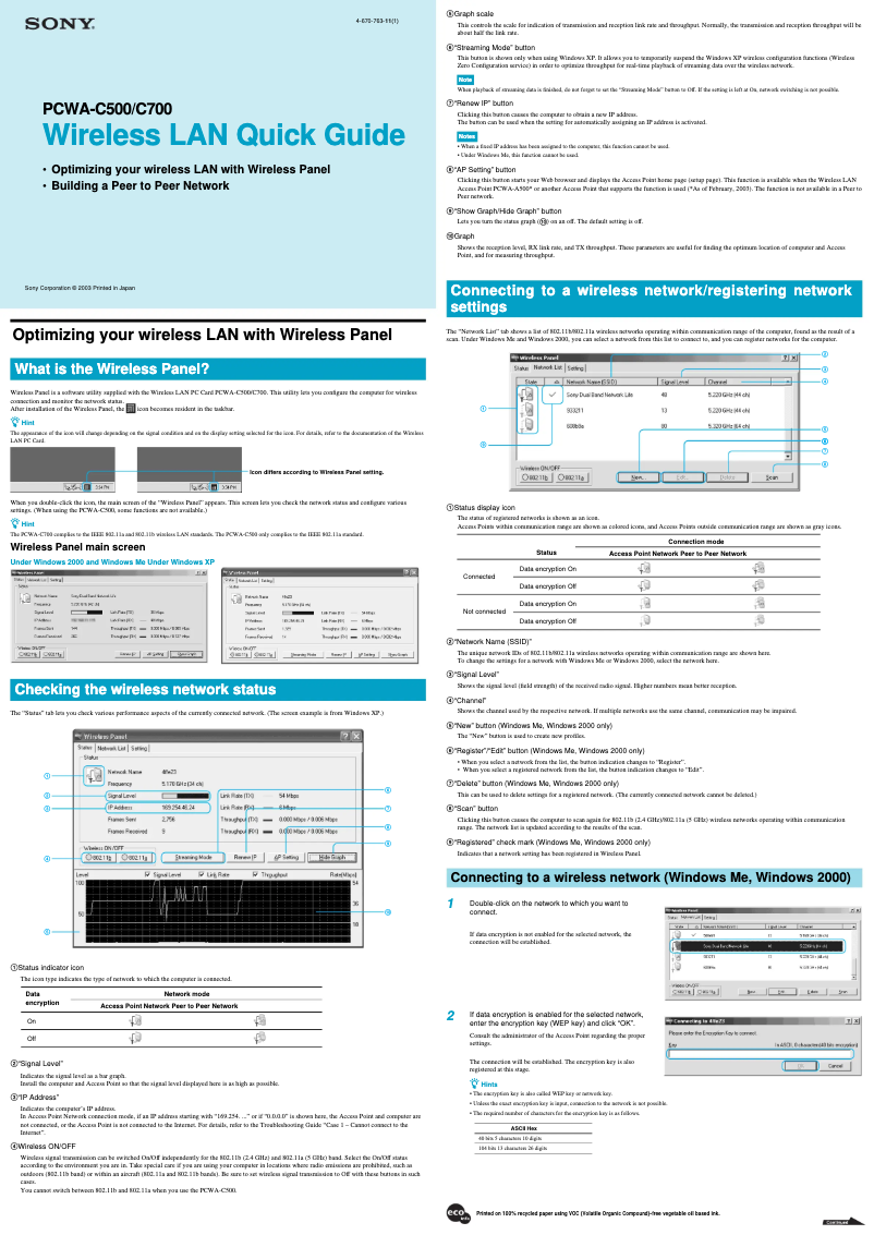 Page 1 de la notice Guide d'installation Sony PCWA-C700