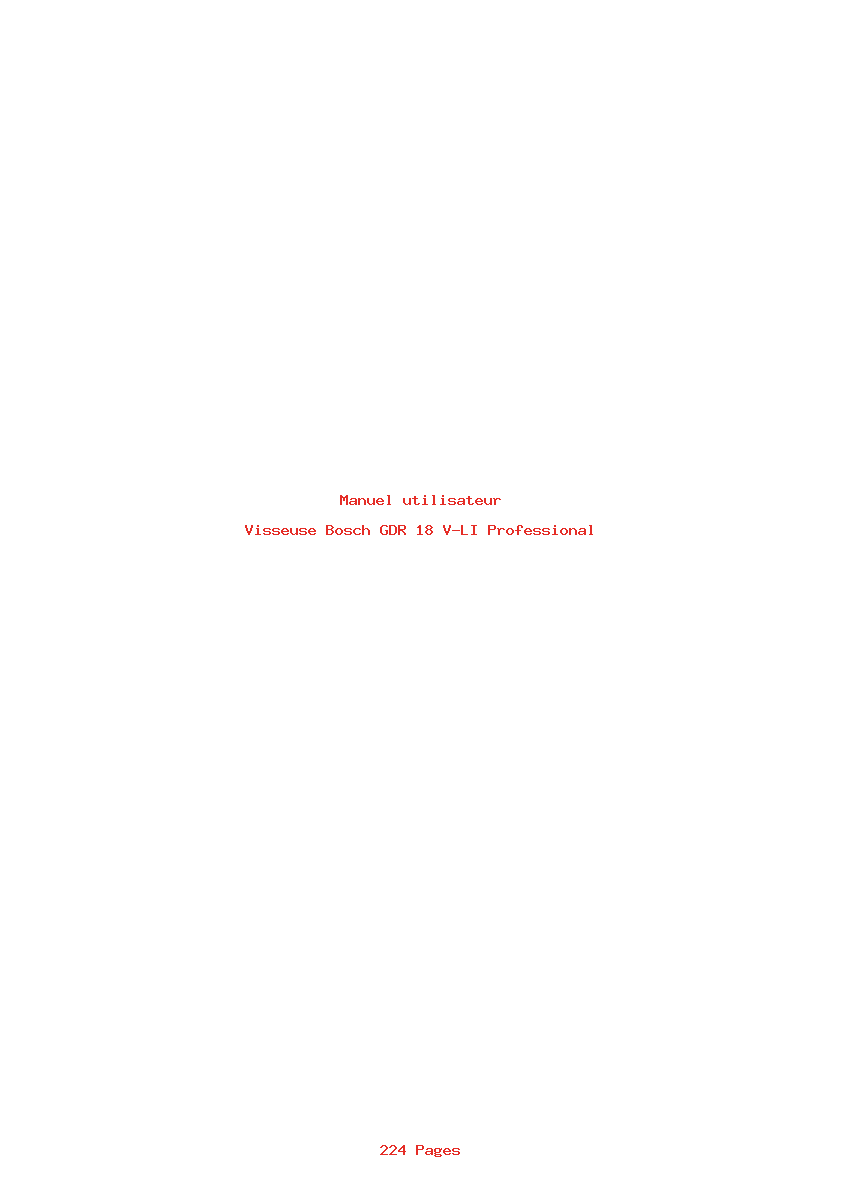 Page 1 de la notice Manuel utilisateur Bosch GDR 18 V-LI Professional
