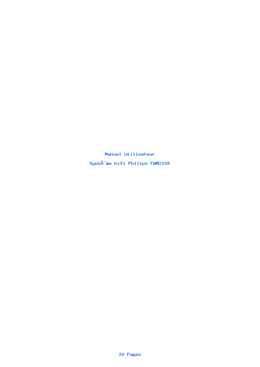 Page 1 de la notice Manuel utilisateur Philips FWM210X