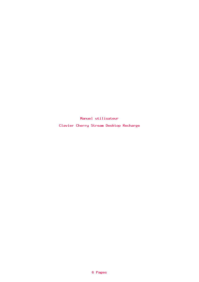 Page 1 de la notice Manuel utilisateur Cherry Stream Desktop Recharge