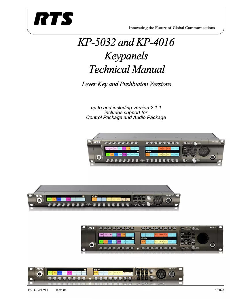 Page 1 de la notice Manuel utilisateur RTS KP-4016