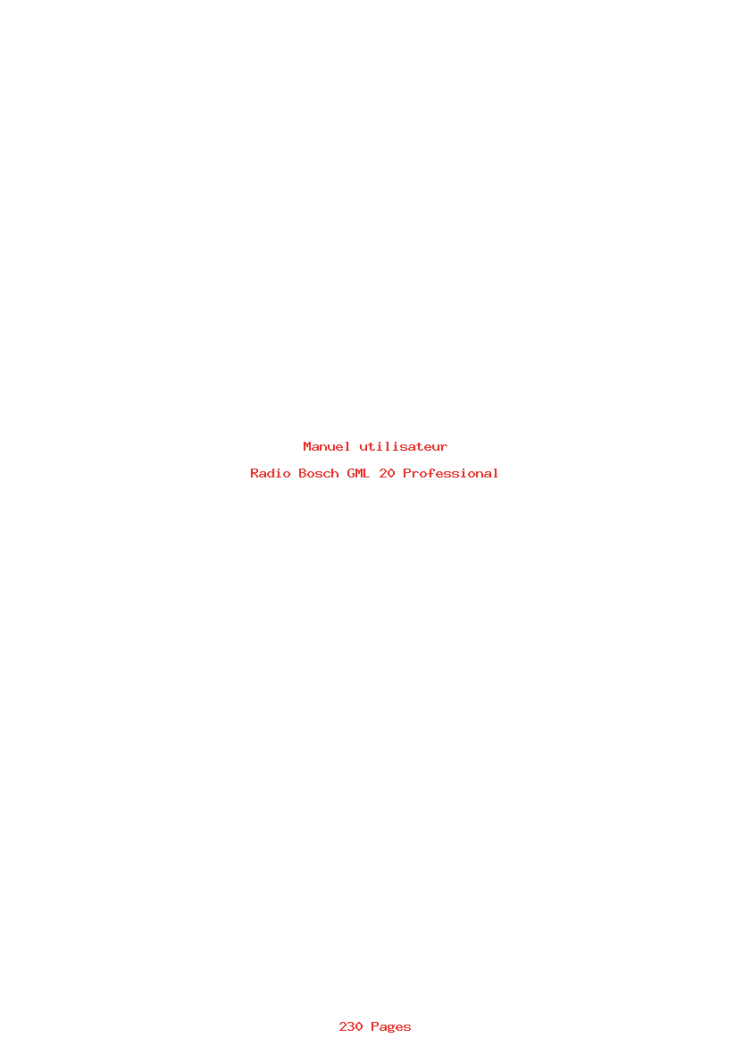 Page 1 de la notice Manuel utilisateur Bosch GML 20 Professional