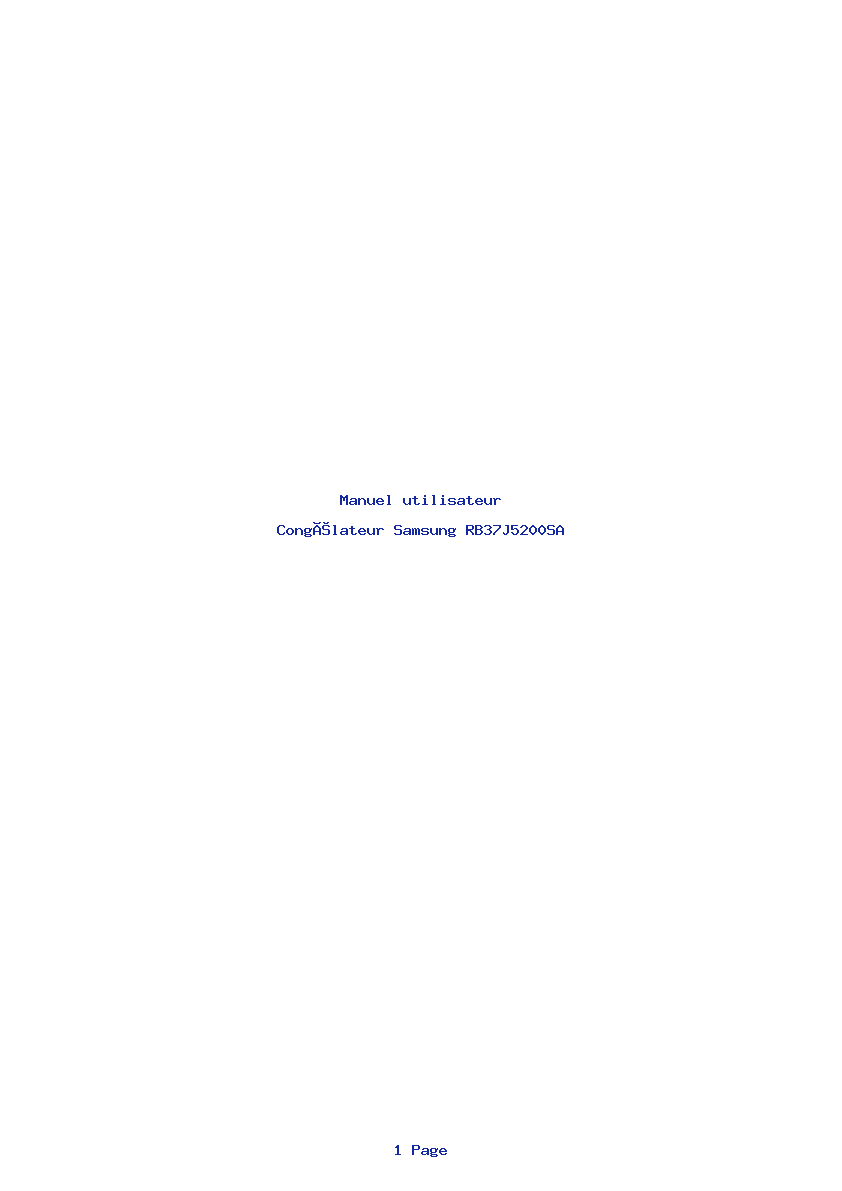 Page 1 de la notice Manuel utilisateur Samsung RB37J5200SA