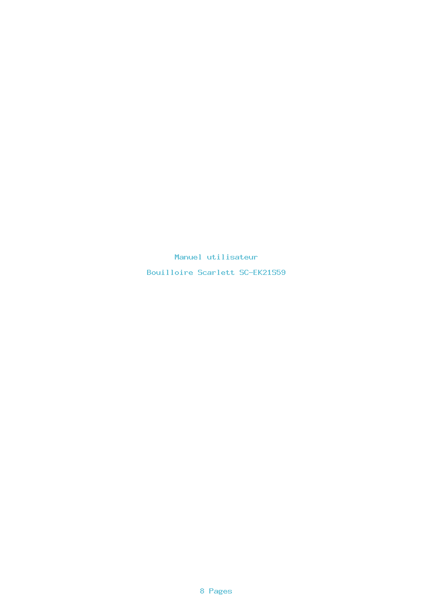 Page 1 de la notice Manuel utilisateur Scarlett SC-EK21S59