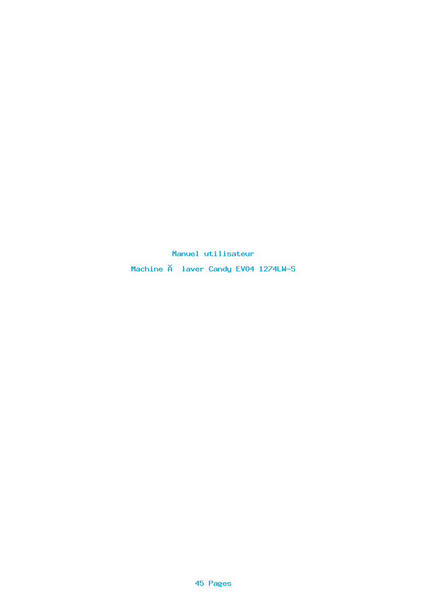 Page 1 de la notice Manuel utilisateur Candy EVO4 1274LW-S