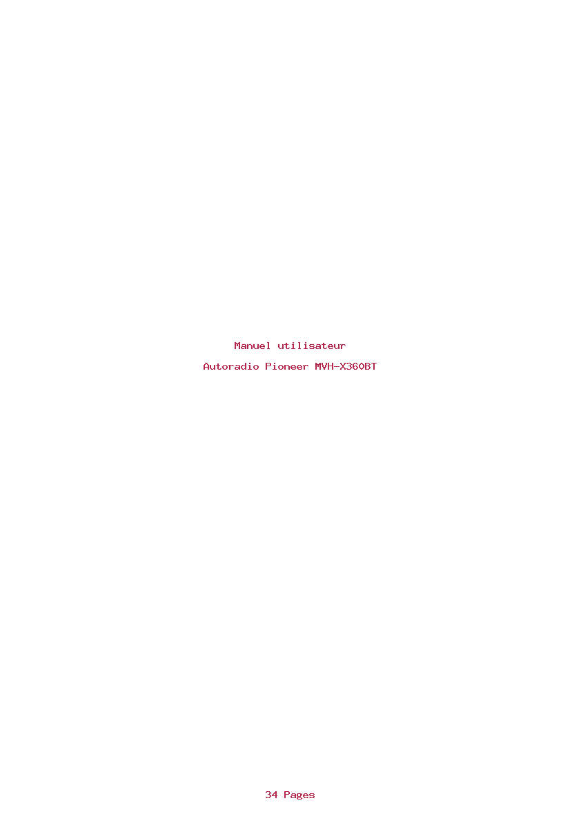Page 1 de la notice Manuel utilisateur Pioneer MVH-X360BT