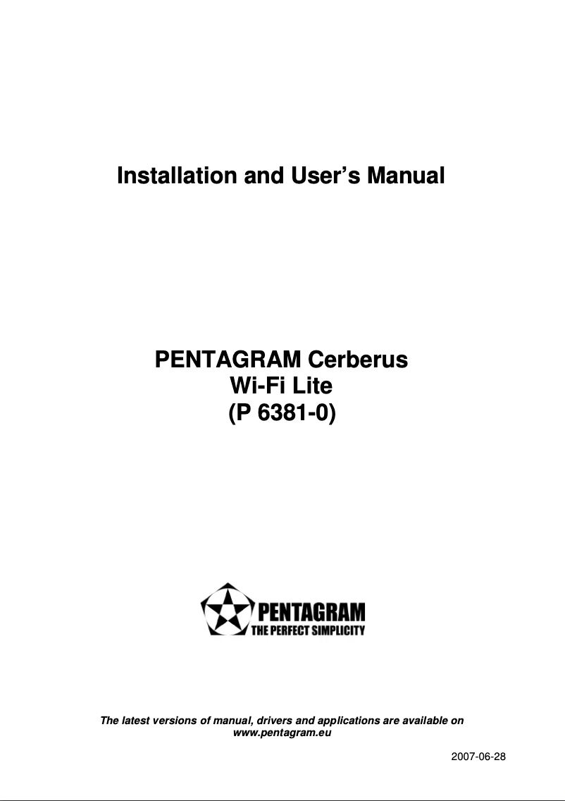 Page 1 of the manual User Manual Pentagram Cerberus Wi-Fi Lite P6381-0