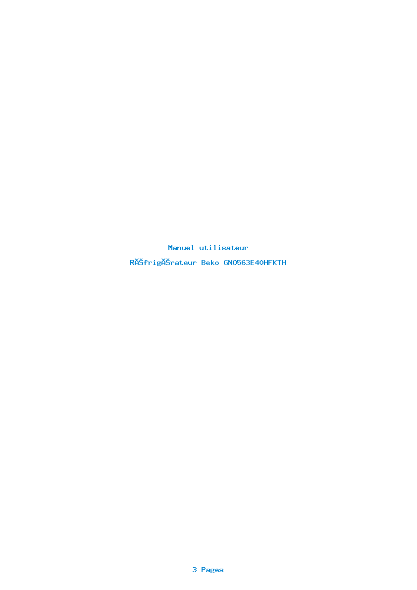 Page 1 de la notice Manuel utilisateur Beko GNO563E40HFKTH