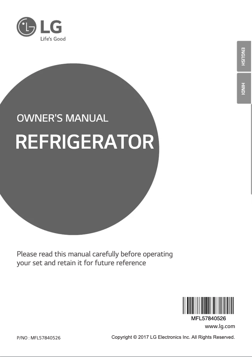 Page 1 de la notice Manuel utilisateur LG GL-T302RASN