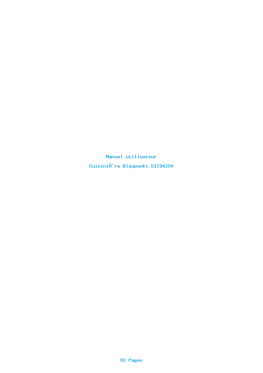 Page 1 de la notice Manuel utilisateur Blaupunkt 5II94250