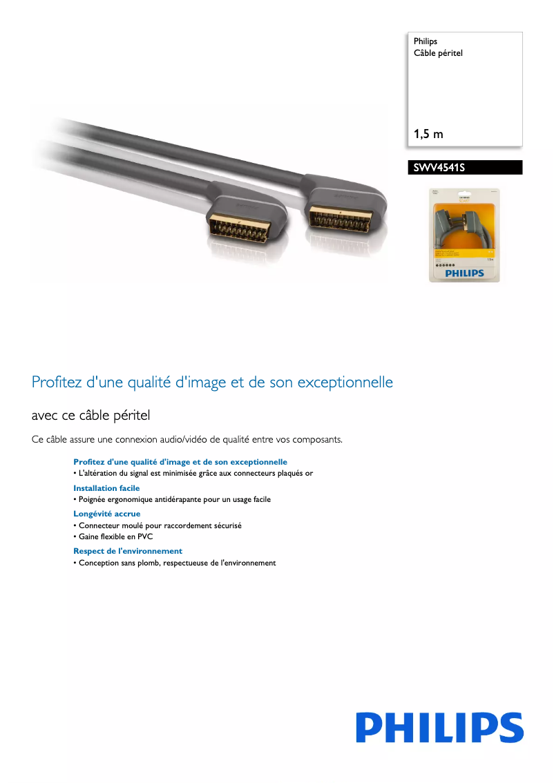 Page 1 de la notice Fiche technique Philips SWV4541S