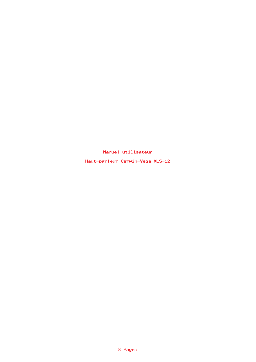 Page 1 de la notice Manuel utilisateur Cerwin-Vega XLS-12