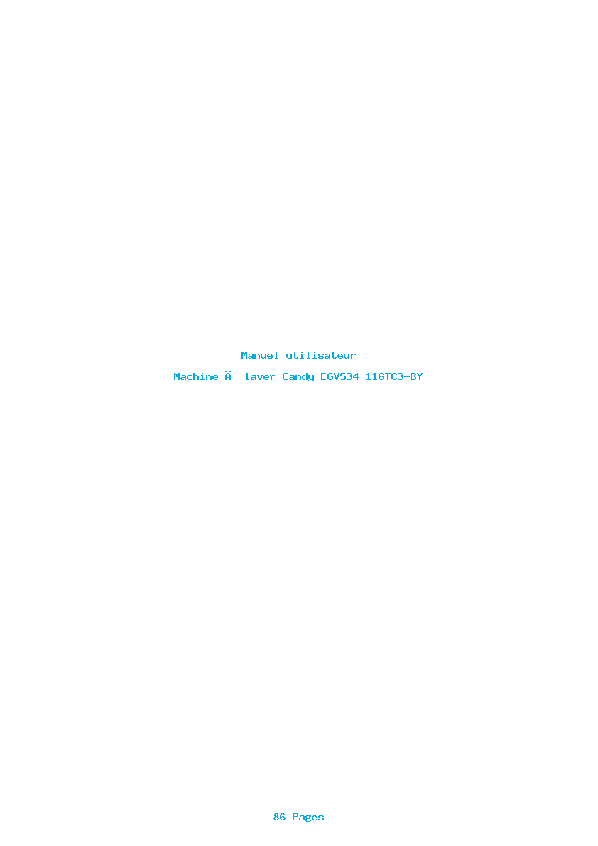 Page 1 de la notice Manuel utilisateur Candy EGVS34 116TC3-BY