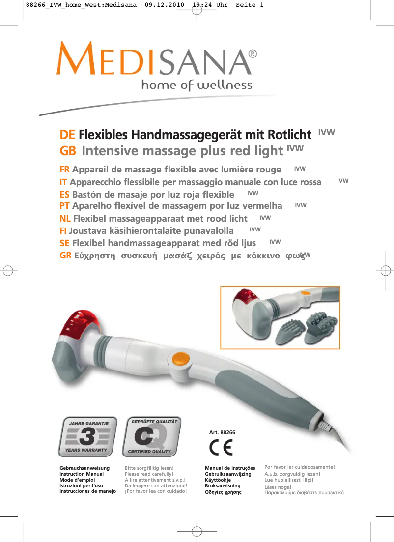 Page 1 de la notice Manuel utilisateur Medisana IVW 88266