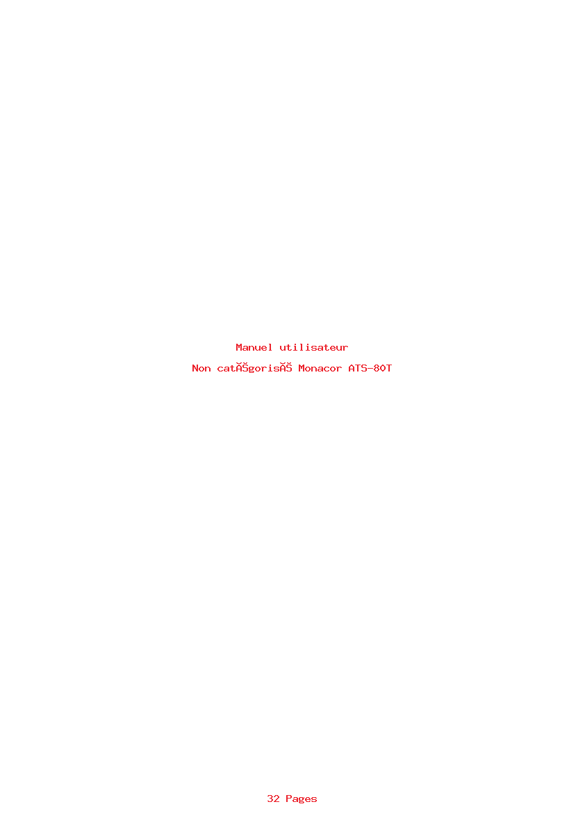 Page 1 de la notice Manuel utilisateur Monacor ATS-80T
