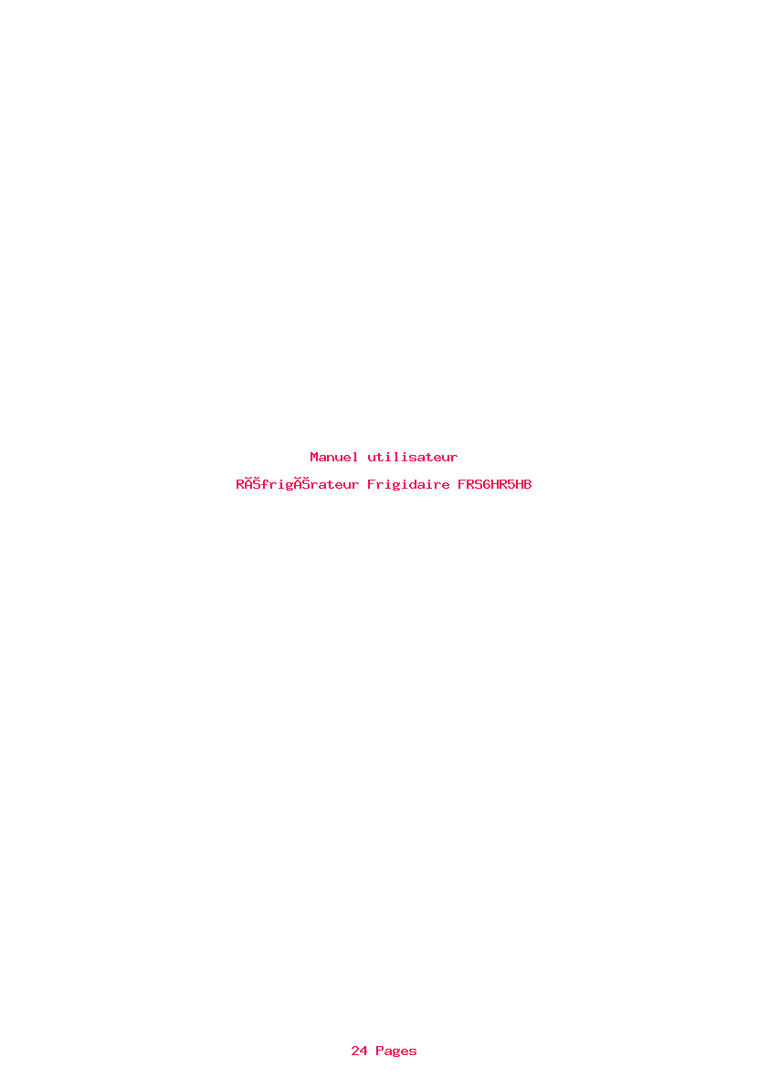 Page 1 de la notice Manuel utilisateur Frigidaire FRS6HR5HB