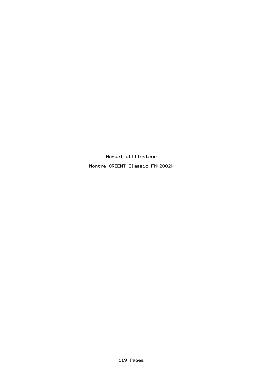 Page 1 de la notice Manuel utilisateur ORIENT Classic FM02002W