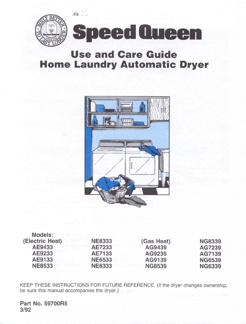 Página 1 del manual Manual de usuario Speed Queen AG9439