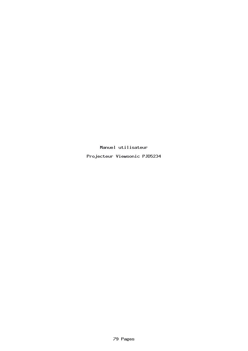 Page 1 de la notice Manuel utilisateur Viewsonic PJD5234