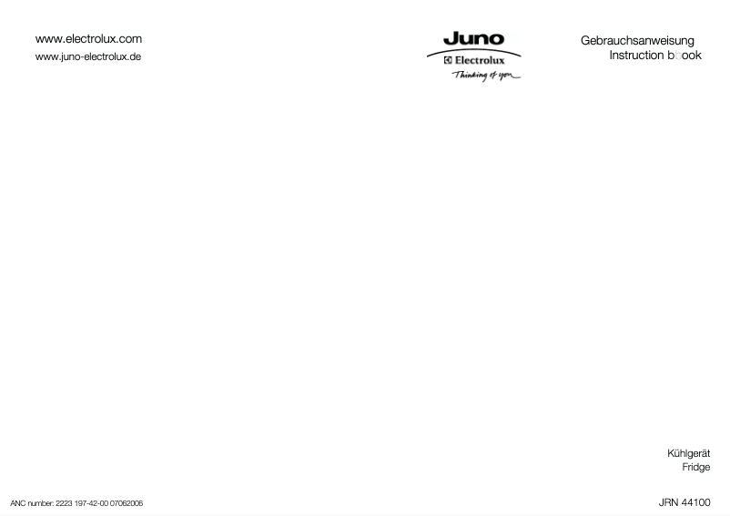 Page 1 de la notice Manuel utilisateur Juno Electrolux JRN44100