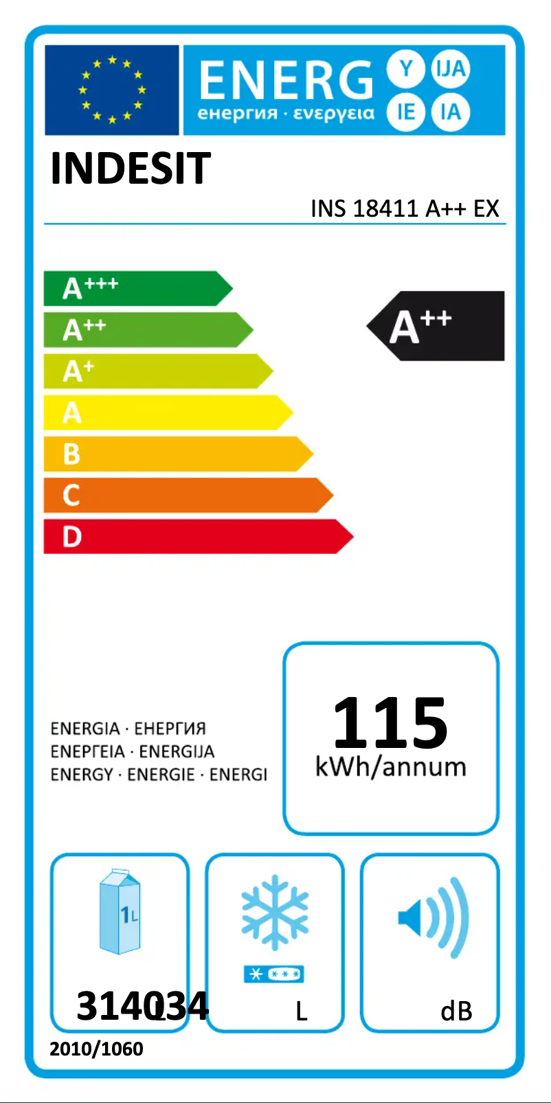 Página 1 del manual Manual de usuario Indesit INS 18411 A++ EX