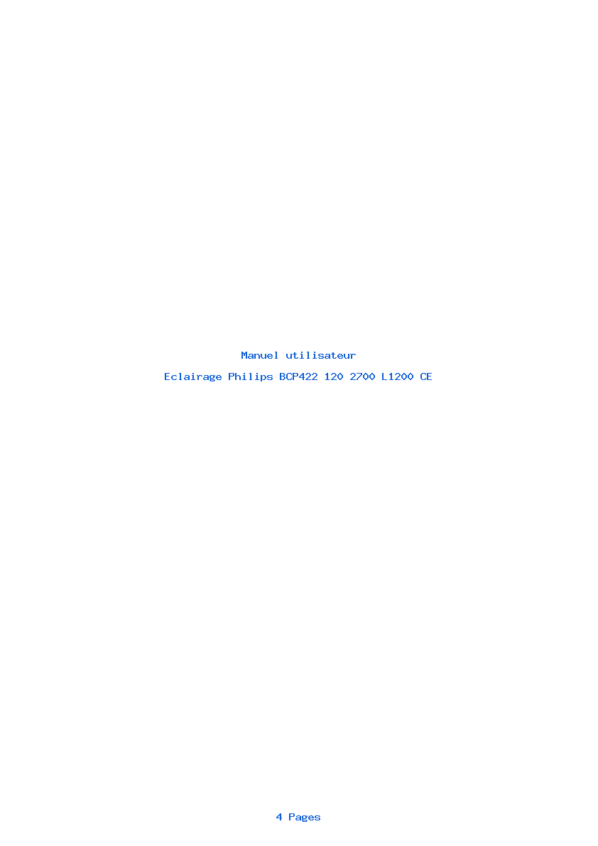 Page 1 de la notice Manuel utilisateur Philips BCP422 120 2700 L1200 CE