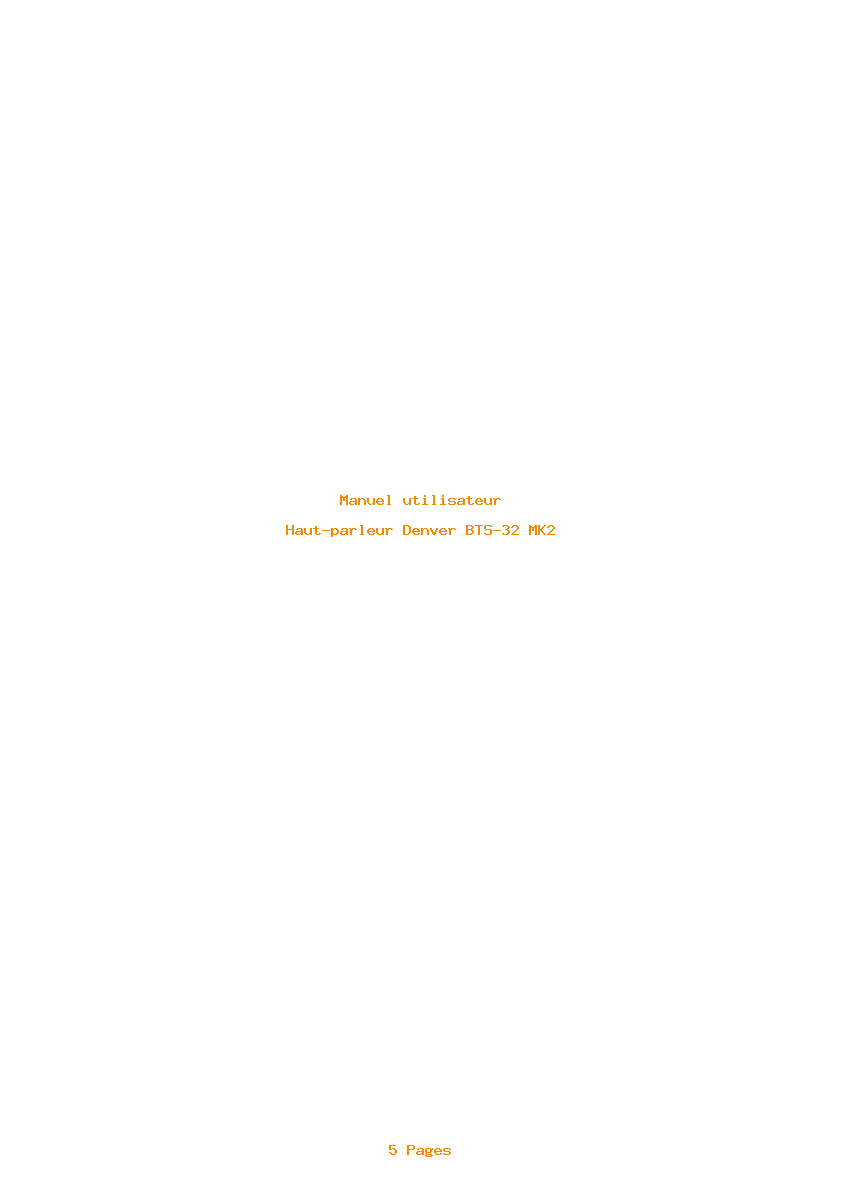 Page 1 de la notice Manuel utilisateur Denver BTS-32 MK2