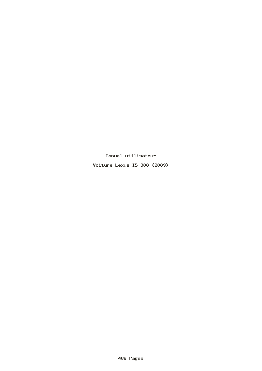 Page 1 de la notice Manuel utilisateur Lexus IS 300 (2009)